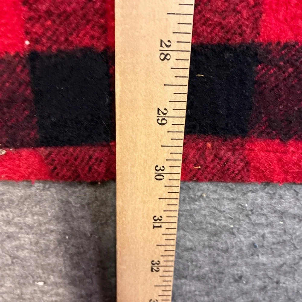Pine Hill Flannel Shirt Jacket Men L Red Buffalo Plaid Wool Blend Quilted Lining